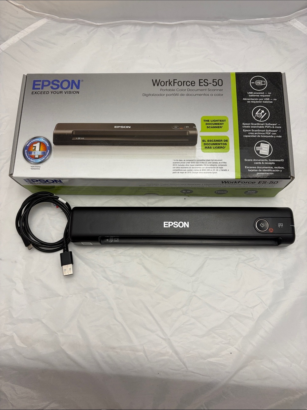 Epson WorkForce ES-50 Portable Document Scanner - Black